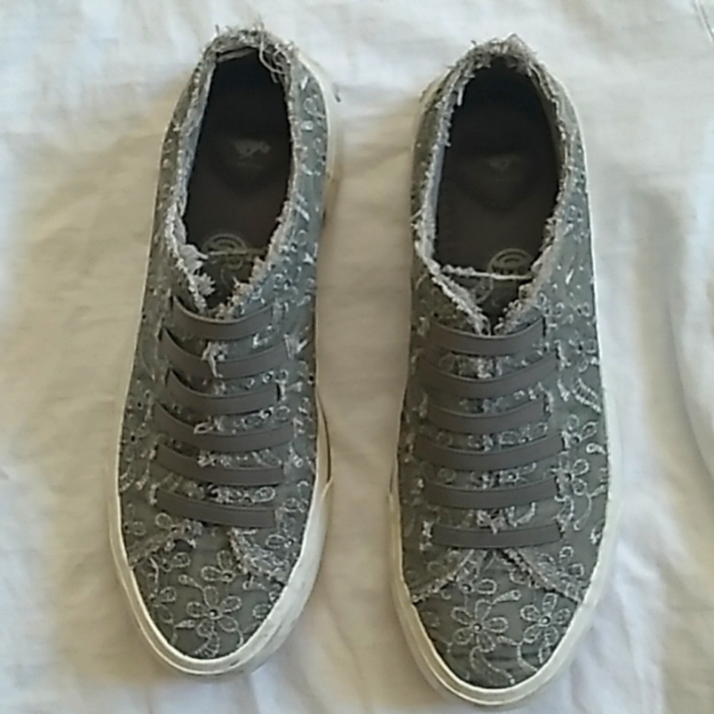 💚 Women's Floral Rocket Dog gray and white slip on shoes size 8.5 💚
